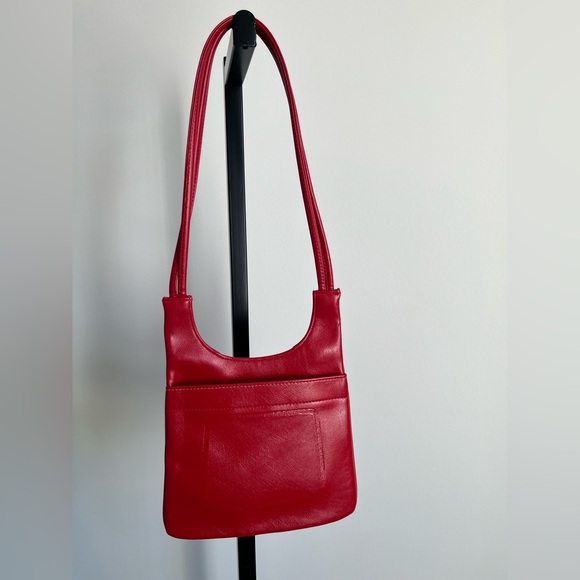 Vintage Handbags - Vintage Y2K Red Faux Leather Shoulder Bag Minimalist Purse